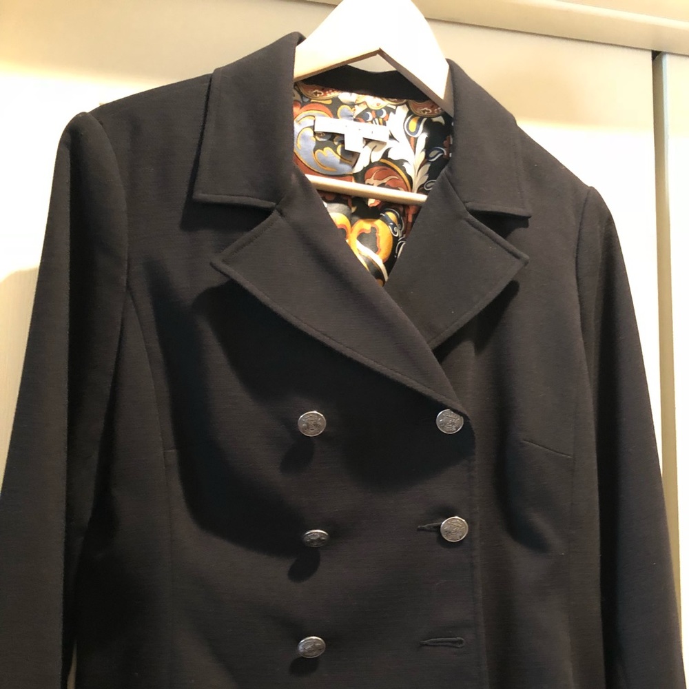 Cabi jacket black with gold buttons.